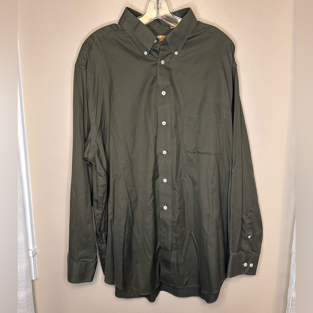 Turnbury Men’s Button Down Long Sleeve Dress Shirt Size XL Green
